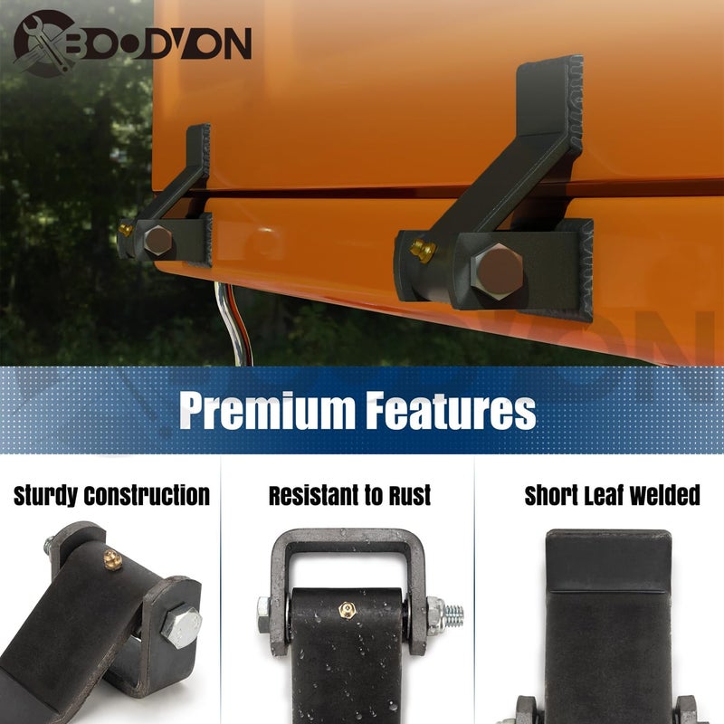 BOODVON Weld on Trailer Hinges with Grease Fitting, Short Leaf Design Heavy Duty Dump Trailer Hinges, Raw Surface Finish Truck Trailer Door Hinge, 2 Pack - Image 3